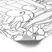 バードバードハウスフローラツリーアート成人着色 ポスター (角)