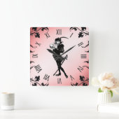 バードピンクのローマ数字をハムレット スクエア壁時計 (ホーム)