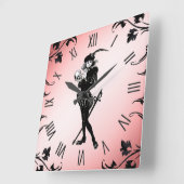 バードピンクのローマ数字をハムレット スクエア壁時計 (傾斜)