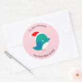 バードピンクパーソナライズされたホリデーギフトラベルシール ラウンドシール (封筒)