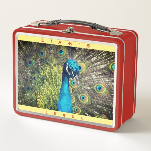 バードピーコック(パーソナライズ名)メタルランチメタル メタルランチボックス (正面)