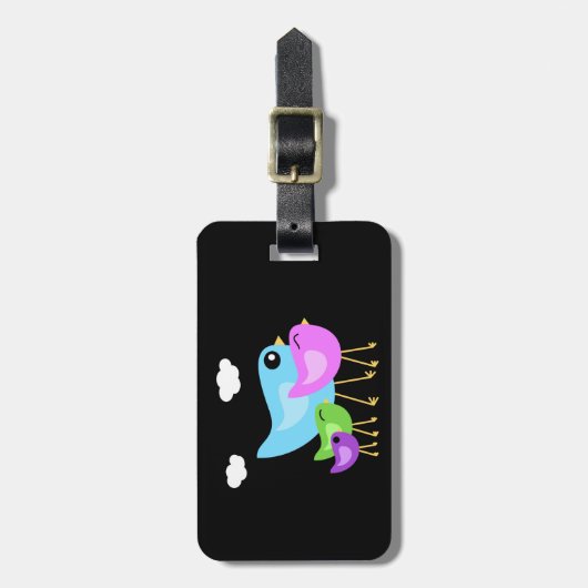 バードファミリーブラックラゲージタグ ラゲッジタグ (正面縦)