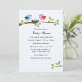 バードファミリーブルーベビーシャワー招待状 招待状 (スタンド正面)