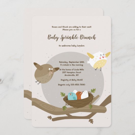 バードファミリーベビーシャワー招待状 招待状 (正面/裏面)