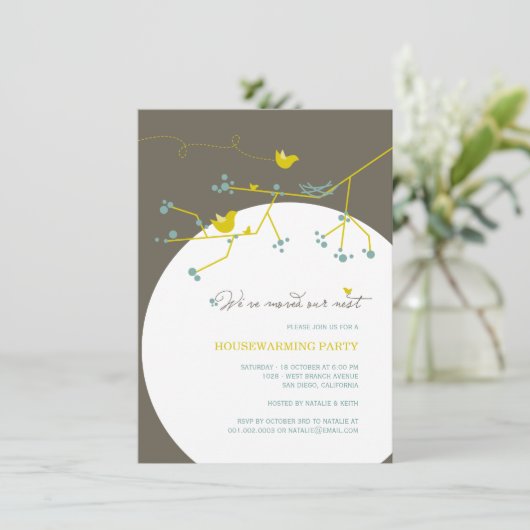 バードファミリー引っ越しましたネスト引っ越し祝いパーティーパーティー 招待状 (スタンド正面)