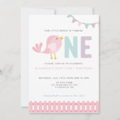 バードファースト誕生日ガール招待状リトルバーディ 招待状 (正面)