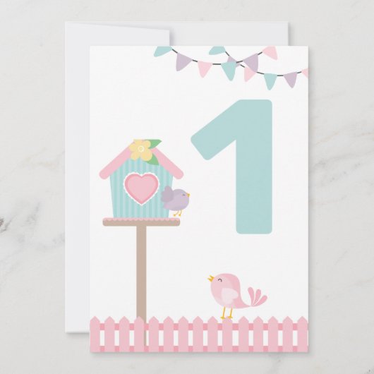 バードファースト誕生日ガール招待状リトルバーディ 招待状 (裏面)