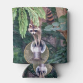 バードフィーダを襲撃するアライグマ 缶クーラー (裏面)