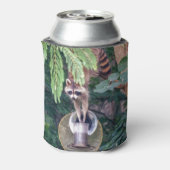 バードフィーダを襲撃するアライグマ 缶クーラー (缶裏面)