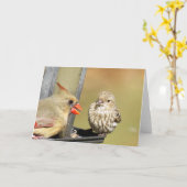 バードフィーダーでの昼食 カード (黄色い花)