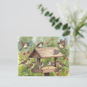 バードフィーダー付きスパーズはがき ポストカード (スタンド正面)