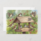 バードフィーダー付きスパーズはがき ポストカード (正面/裏面)