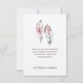 バードフェザーエレガントウェディングウォーターカラー サンキューカード (裏面)