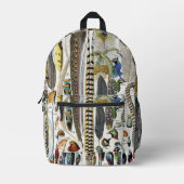 バードフェザーワイルドライフアンティークフェザーアールヌーボー プリントバックパック (正面)