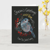 バードフォークアートクリスマスカードシーズンの挨拶 カード (黄色い花)