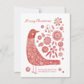 バードフォークアートクリスマス ノートカード (正面)