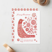 バードフォークアートクリスマス ノートカード (正面/裏面インサイチュ)