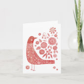 バードフォークアートクリスマス ノートカード (正面)