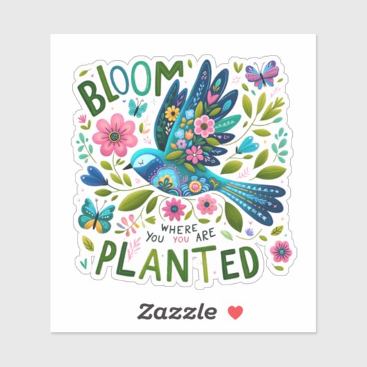 バードフォークアート開花植え感動的場 シール (シート)