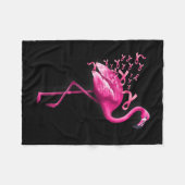 バードフラミンゴ乳がん認識度 フリースブランケット (正面(横))