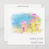 *~*バードフラワーアートAR12 QR写真RSVP結婚's 招待状 (正面/裏面)