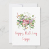 バードフラワーグリーンバラ水彩カード (正面)