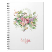 バードフラワーバラ水彩 ノートブック (正面)