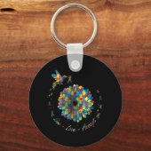 バードフラワーリボンパズルライブラブアレジットオティズム キーホルダー (正面)