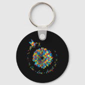 バードフラワーリボンパズルライブラブアレジットオティズム キーホルダー (正面)