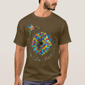 バードフラワーリボンパズルライブラブアレジットオティズム Tシャツ