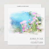 *~*バードフラワーAR12写真RSVP + QR 結婚's 招待状 (正面/裏面)