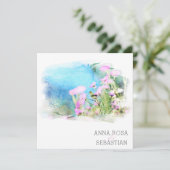 *~*バードフラワーAR12写真RSVP + QR 結婚's 招待状 (スタンド正面)