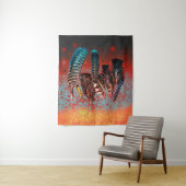 バードフ鮮やかェザーズオレンジターコイズサウスウエスト タペストリー (インサイチュ)