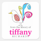 バードブックお洒落プレート スクエアシール (正面)