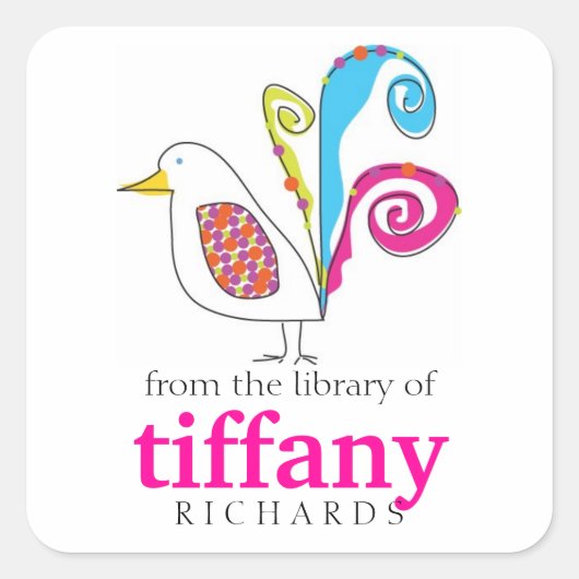 バードブックお洒落プレート スクエアシール (正面)