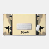 バードブラックシルエットゴールデンイエローカスタマイズ デスクマット (キーボード&マウス)