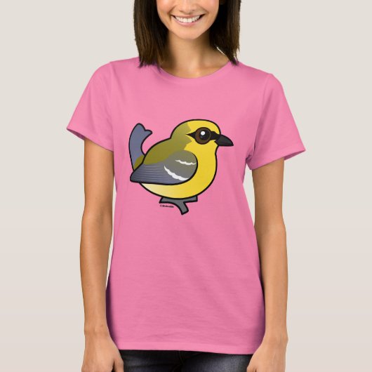 バードブルの青い翼のウグイス Tシャツ (正面)