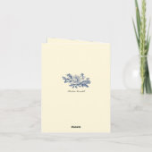 バードブルーエレガントトイレ牡丹フローラ ノートカード (裏面)