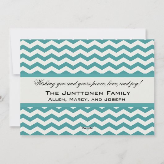 バードブルーシェブロンストライプホリデーフォトカード シーズンカード (裏面)