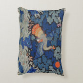 バードブルー中国の刺繍ヴィンテージ アクセントクッション (裏面(縦))