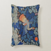 バードブルー中国の刺繍ヴィンテージ アクセントクッション (正面(垂直))