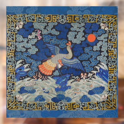 バードブルー中国の刺繍ヴィンテージ ウィンドウサイン (シート2)