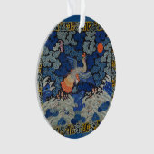 バードブルー中国の刺繍ヴィンテージ オーナメント (正面)