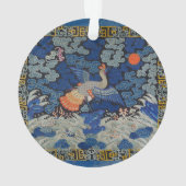 バードブルー中国の刺繍ヴィンテージ オーナメント (裏面)