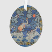 バードブルー中国の刺繍ヴィンテージ オーナメント (正面)
