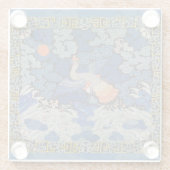 バードブルー中国の刺繍ヴィンテージ ガラスコースター (裏面)