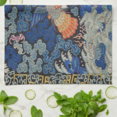 バードブルー中国の刺繍ヴィンテージ キッチンタオル (折り畳み)