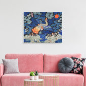 バードブルー中国の刺繍ヴィンテージ キャンバスプリント (インサイチュ (リビング))