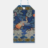 バードブルー中国の刺繍ヴィンテージ ギフトタグ (正面)