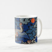 バードブルー中国の刺繍ヴィンテージ コーヒーマグカップ (正面右)
